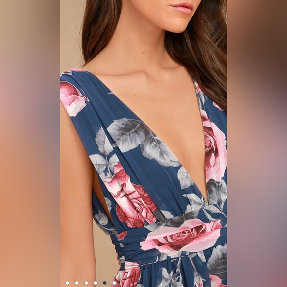 Lulus Queen of Hearts Navy Blue Floral Print Midi Dress - Picture 9 of 11